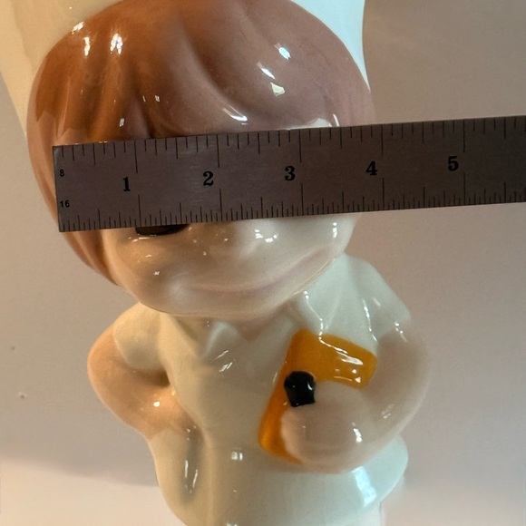 Vintage Ceramic Nurse Sculpture 11” Dark Brown Eyes Smiley Face Collectable - Picture 8 of 10